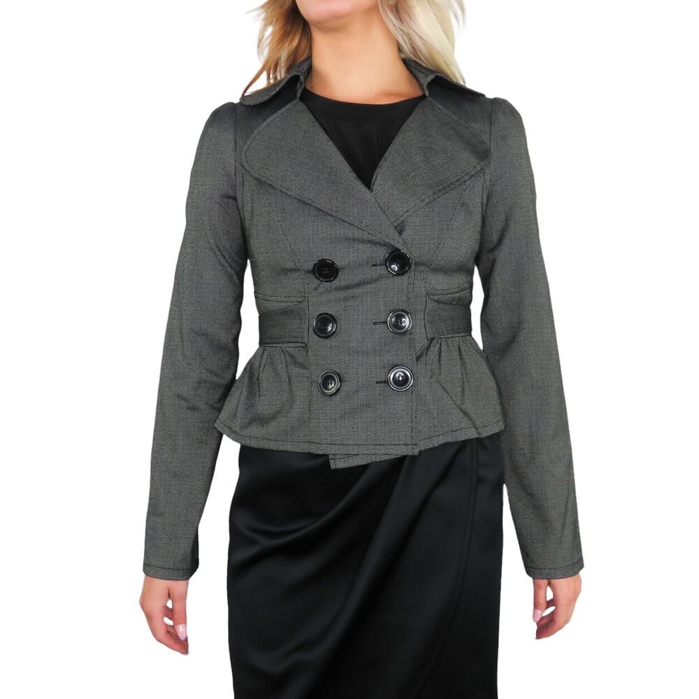 Y2k Vintage Charcoal Gray Peplum Blazer Jacket Small